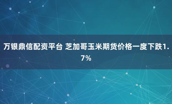 万银鼎信配资平台 芝加哥玉米期货价格一度下跌1.7%