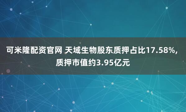 可米隆配资官网 天域生物股东质押占比17.58%, 质押市值约3.95亿元